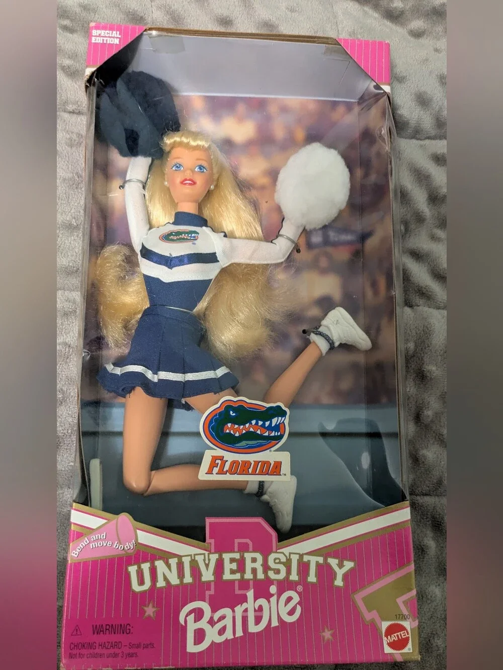 1996 University Barbie Cheerleader Florida Gators Doll in box